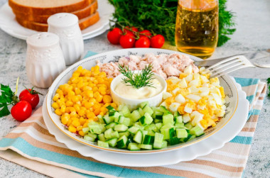 Chicken breast salad corn cucumber egg