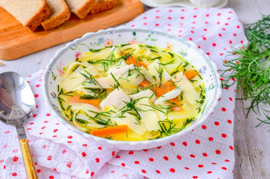 Chicken soup with noodles and egg