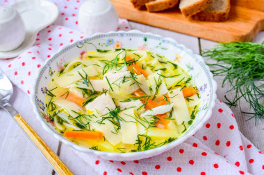 Chicken soup with noodles and egg