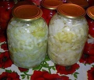 Cabbage with sugar and vinegar for winter