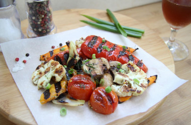 Vegetables on a homemade electric grill