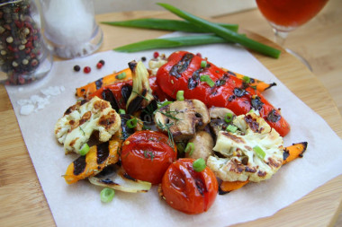 Vegetables on a homemade electric grill