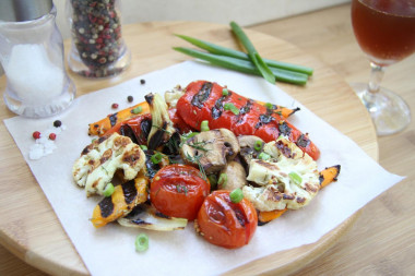 Vegetables on a homemade electric grill