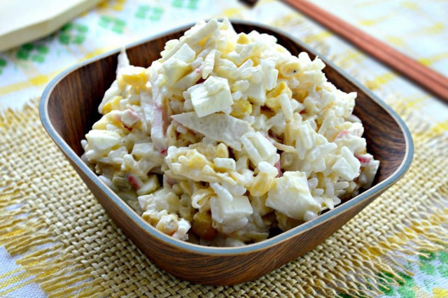 Salad with crab meat and corn