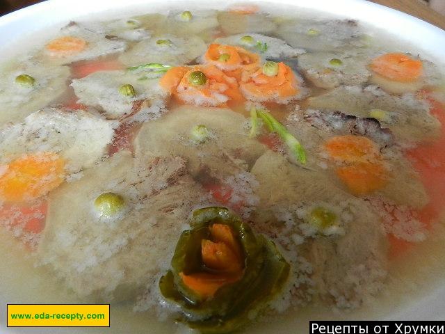 Aspic with tongue gelatin with vegetables