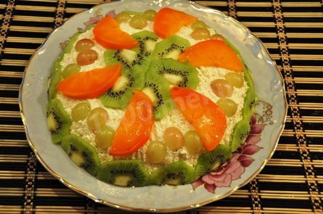 Cake with cookies, cottage cheese, gelatin