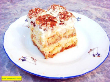 Homemade classic tiramisu with mascarpone