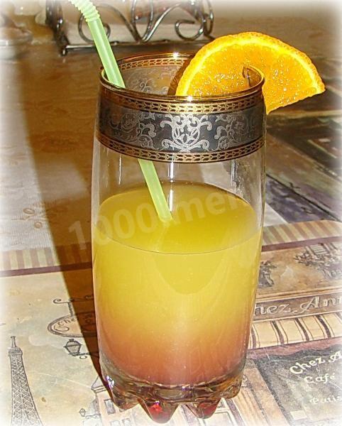 Cocktail with tequila, with orange juice and syrup