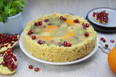 Jelly cake with fruit without baking