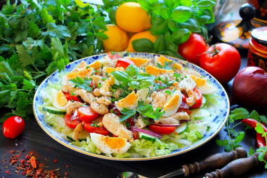 Salad Peking cabbage chicken breast cucumber egg tomatoes