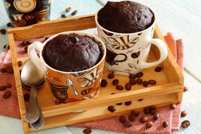 Cupcake in a mug with instant coffee