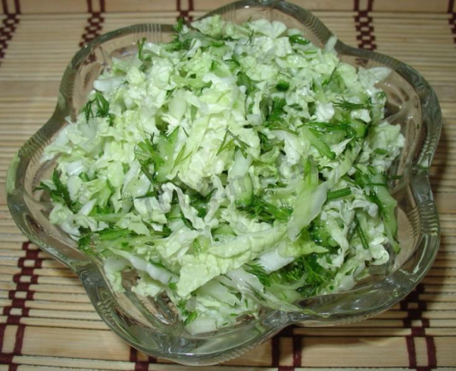 Cabbage salad with green onions and dill