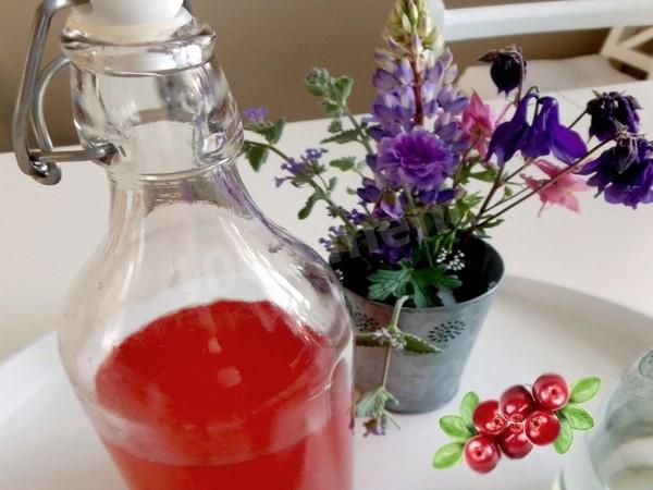 Homemade lingonberry wine from lingonberries