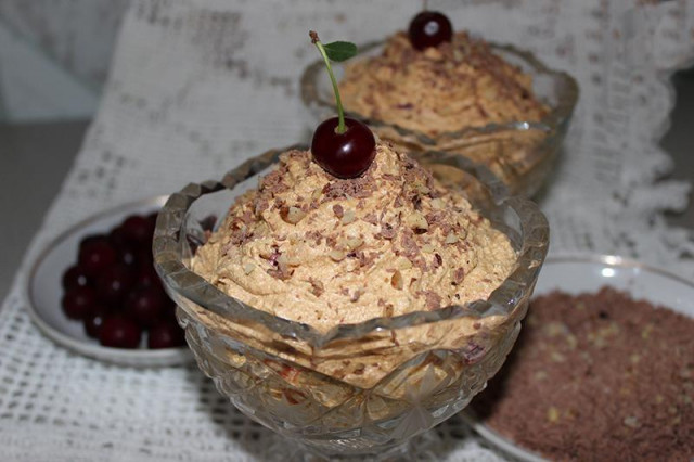 Cream with cherries and boiled condensed milk