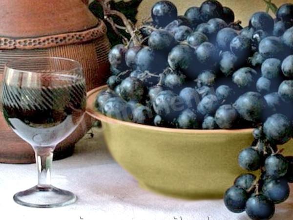 Homemade blue grape wine