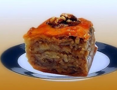 Baklava made of puff pastry is delicious