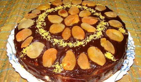Prague cake with dried apricots