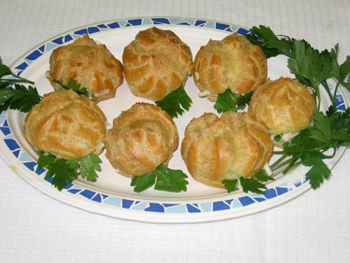 Profiteroles - appetizer with unsweetened shrimp and cheese filling