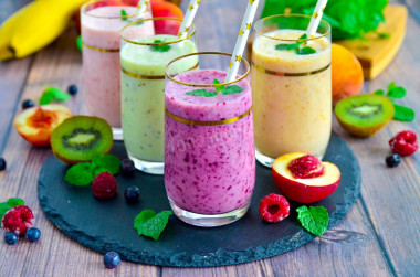 Fruit smoothie in a blender