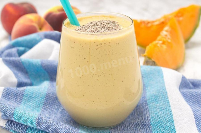 Smoothie with melon, banana and peach