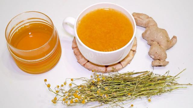 Ginger tea with lemon and chamomile