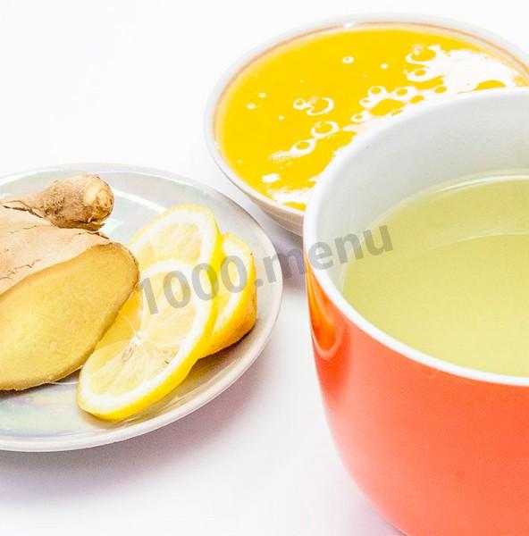 Ginger tea with honey and lemon