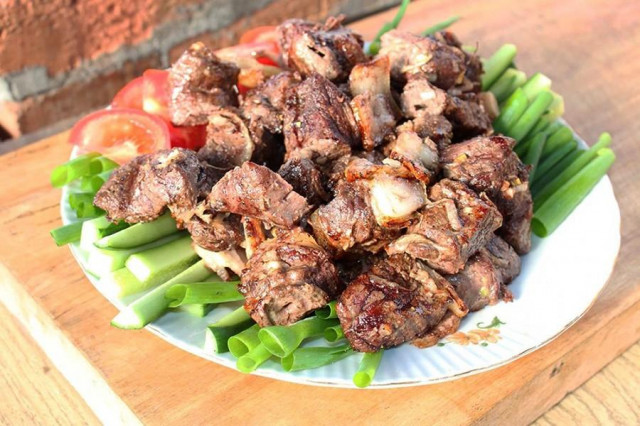 Roe deer meat kebab