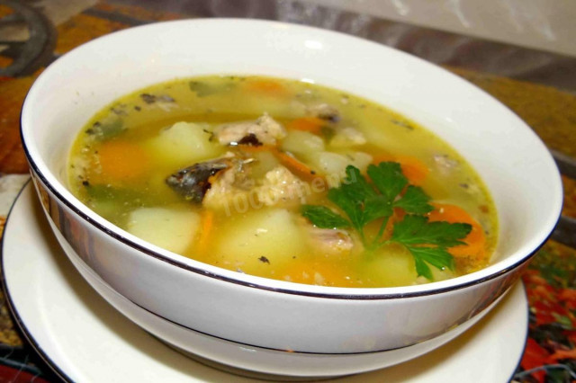 Saury soup with potatoes