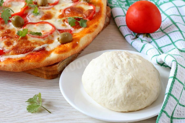 Pizza dough on water with dry yeast