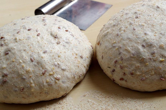 Dough with sourdough for bread