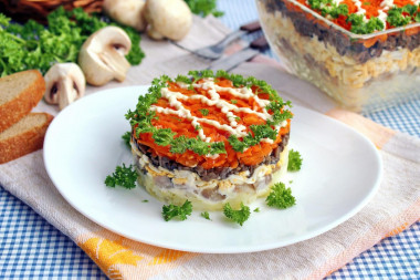 Fox fur salad with herring and mushrooms