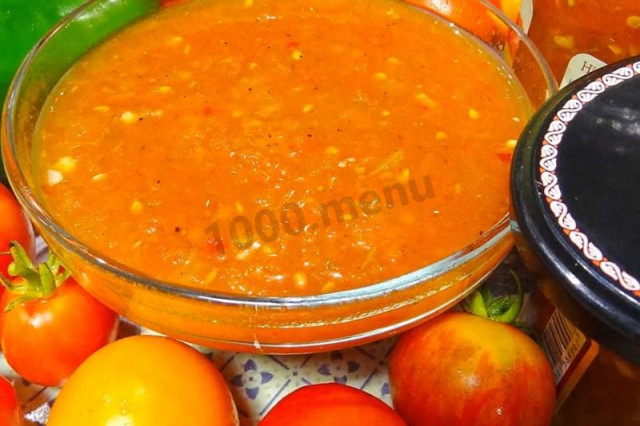 Tomato hot sauce for winter from tomatoes