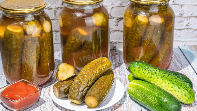 Pickles in hot ketchup for winter