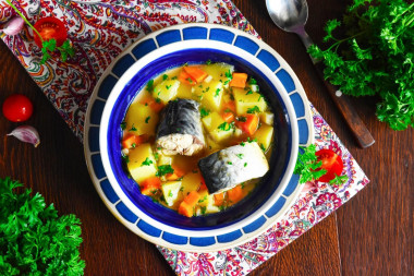 Fresh frozen mackerel fish soup