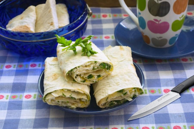 Lavash with cheese and herbs