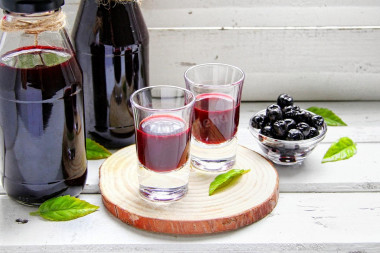 Homemade chokeberry liqueur