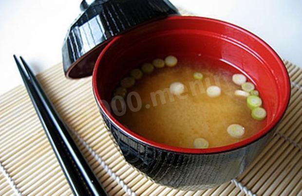 Japanese miso soup with soy sauce and tofu
