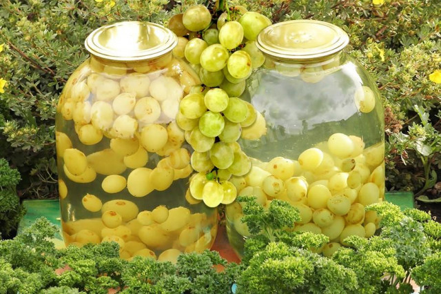 Compote of white grapes