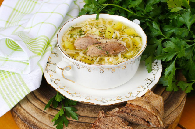Goose soup with noodles