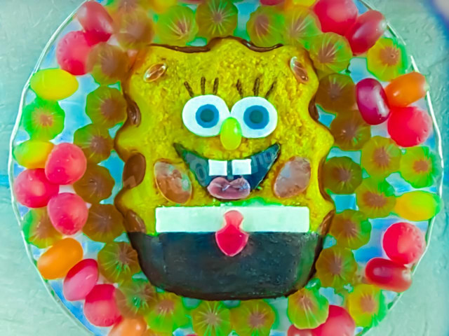 Spongebob cake without mastic and baking