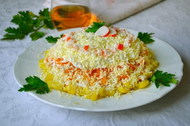 Salad with crab sticks and potatoes