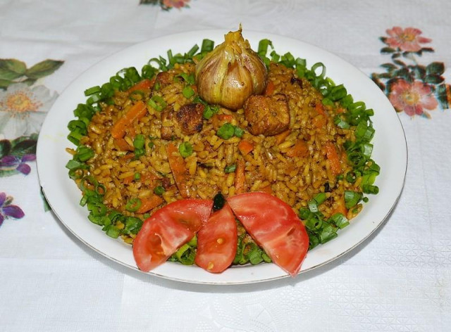 Uzbek pilaf with pork