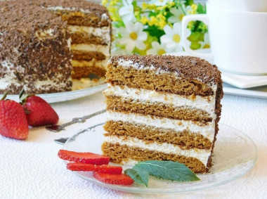 Honey cake in a water bath