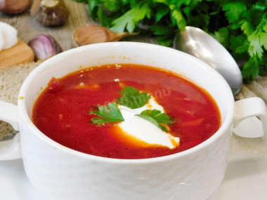 Borscht as in kindergarten on meat broth