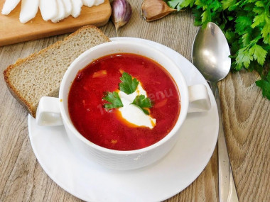 Borscht as in kindergarten on meat broth