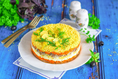 Mimosa Fish Salad with carrots and cheese