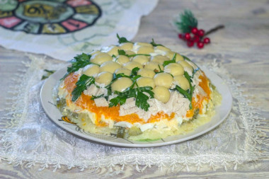 Mushroom Meadow salad with chicken