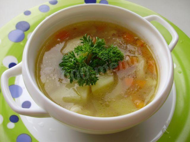Buckwheat soup without meat with dumplings lean