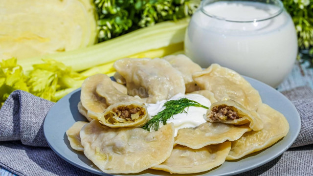 Dumplings with cabbage and minced meat