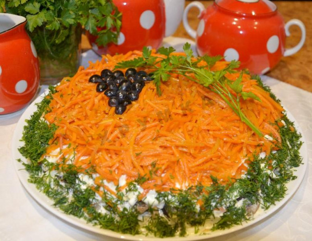 Isabella salad with chicken and Korean carrots